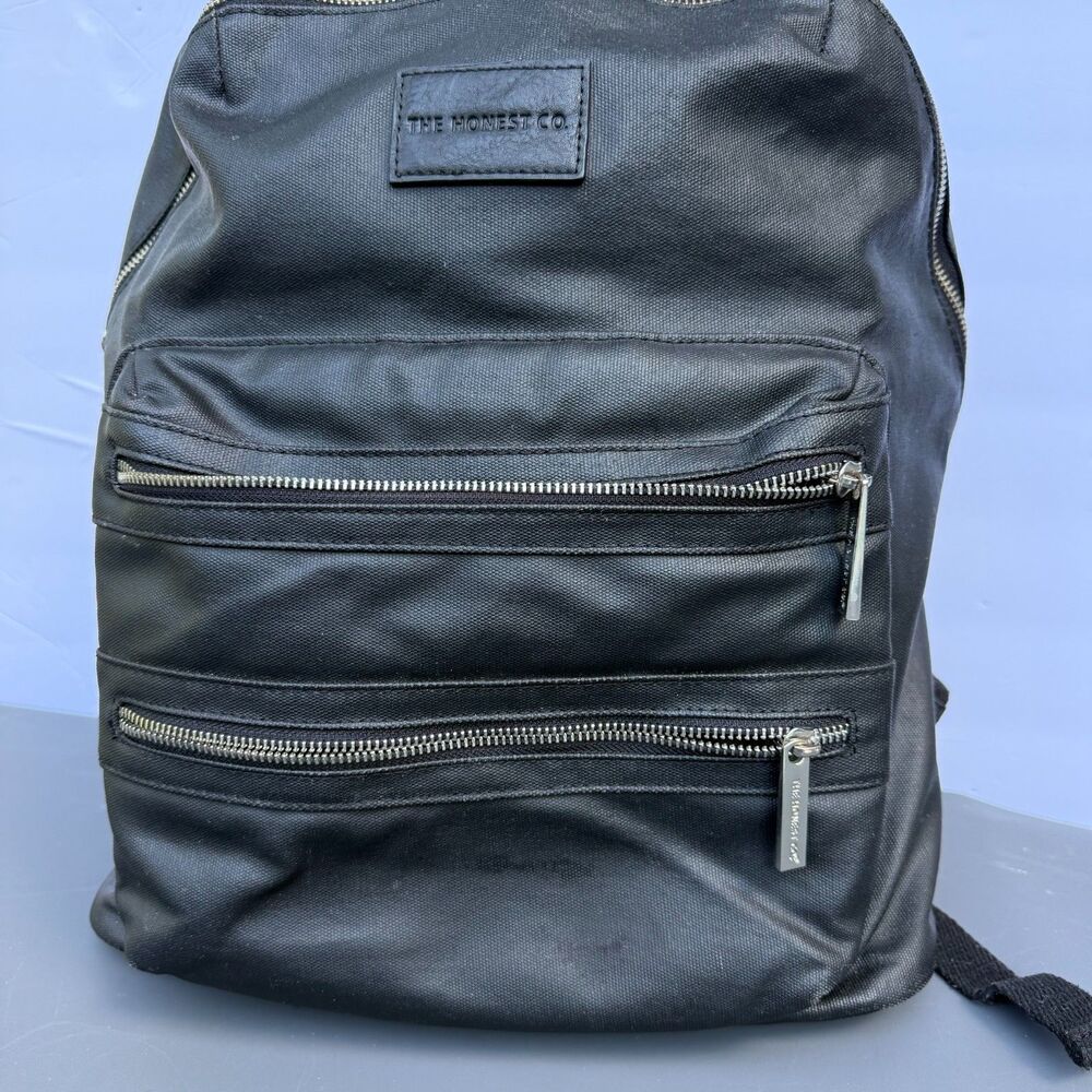 The Honest Company Black Faux Leather Vegan Backpack Diaper Bag